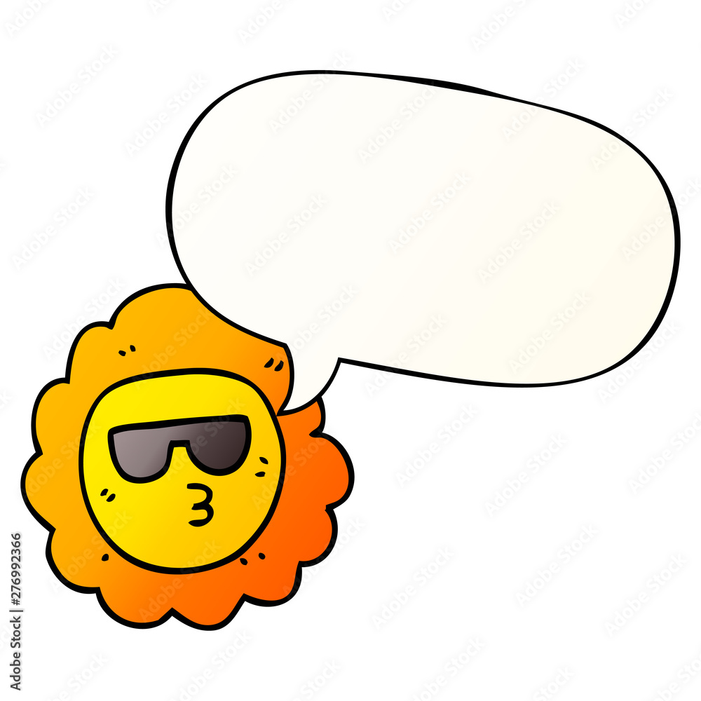 cartoon sunflower and speech bubble in smooth gradient style cartoon sunflower and speech bubble in smooth gradient style