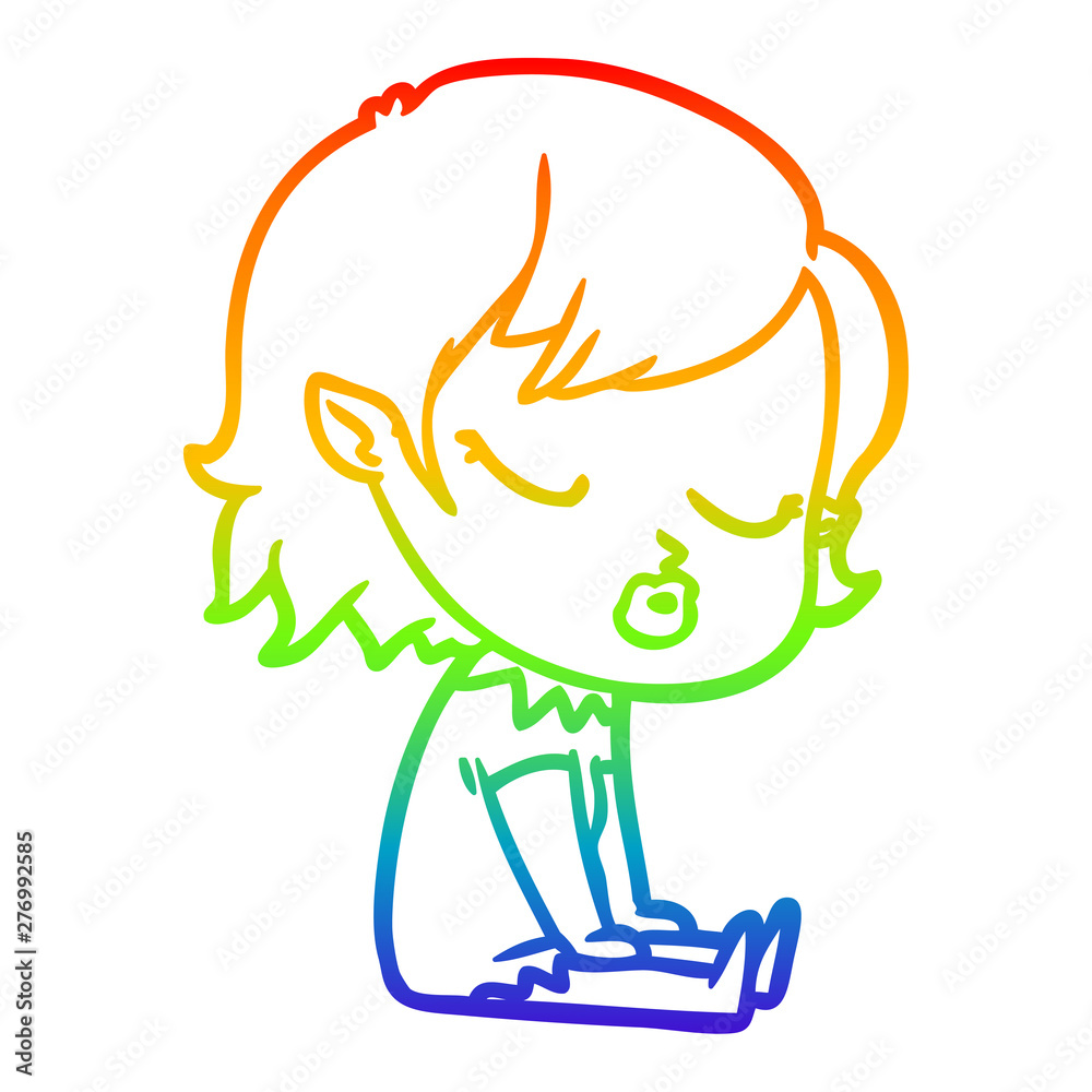 rainbow gradient line drawing cute cartoon vampire girl rainbow gradient line drawing cute cartoon vampire girl