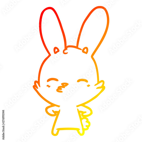 warm gradient line drawing curious bunny cartoon