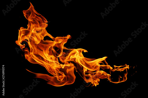 movement of fire flames isolated on black background. abstract background