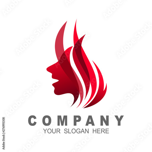 Face logo and fire with design illustration