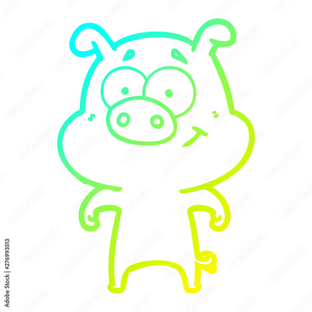 cold gradient line drawing happy cartoon pig cold gradient line drawing happy cartoon pig