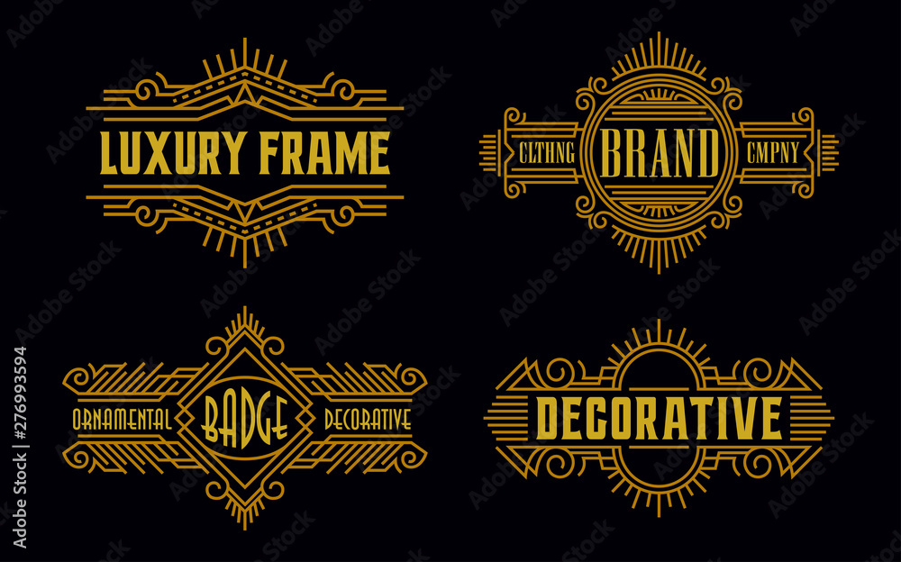 Luxury Badges Modern Minimalism Line Art Ornament Frame Decorative Graphic Design Element