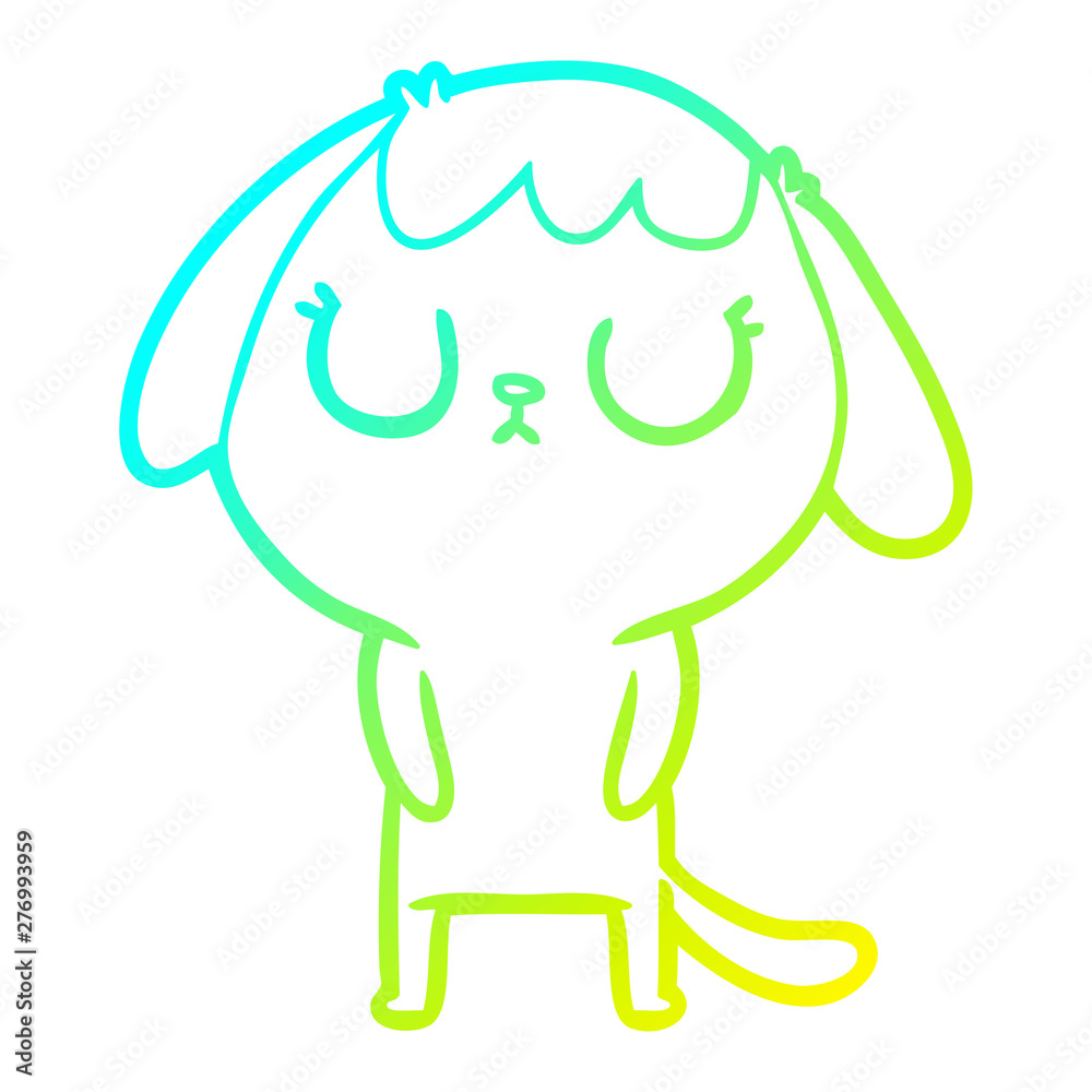 cold gradient line drawing cute cartoon dog