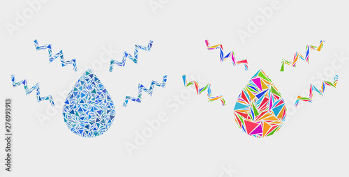 Acid drop mosaic icon of triangle elements which have variable sizes and shapes and colors. Geometric abstract vector design concept of acid drop.