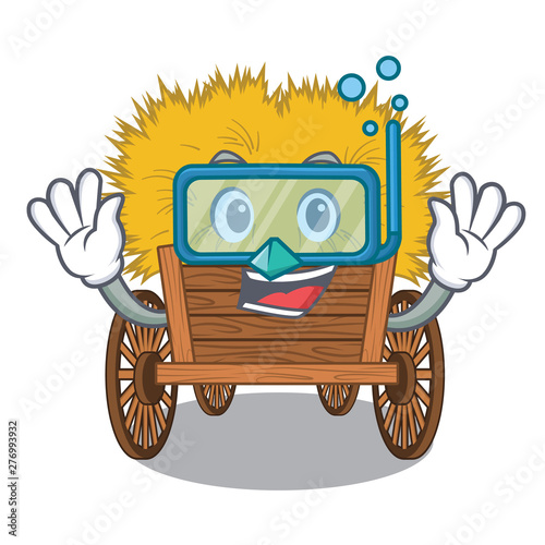 Diving hayride mascot in beside the barn