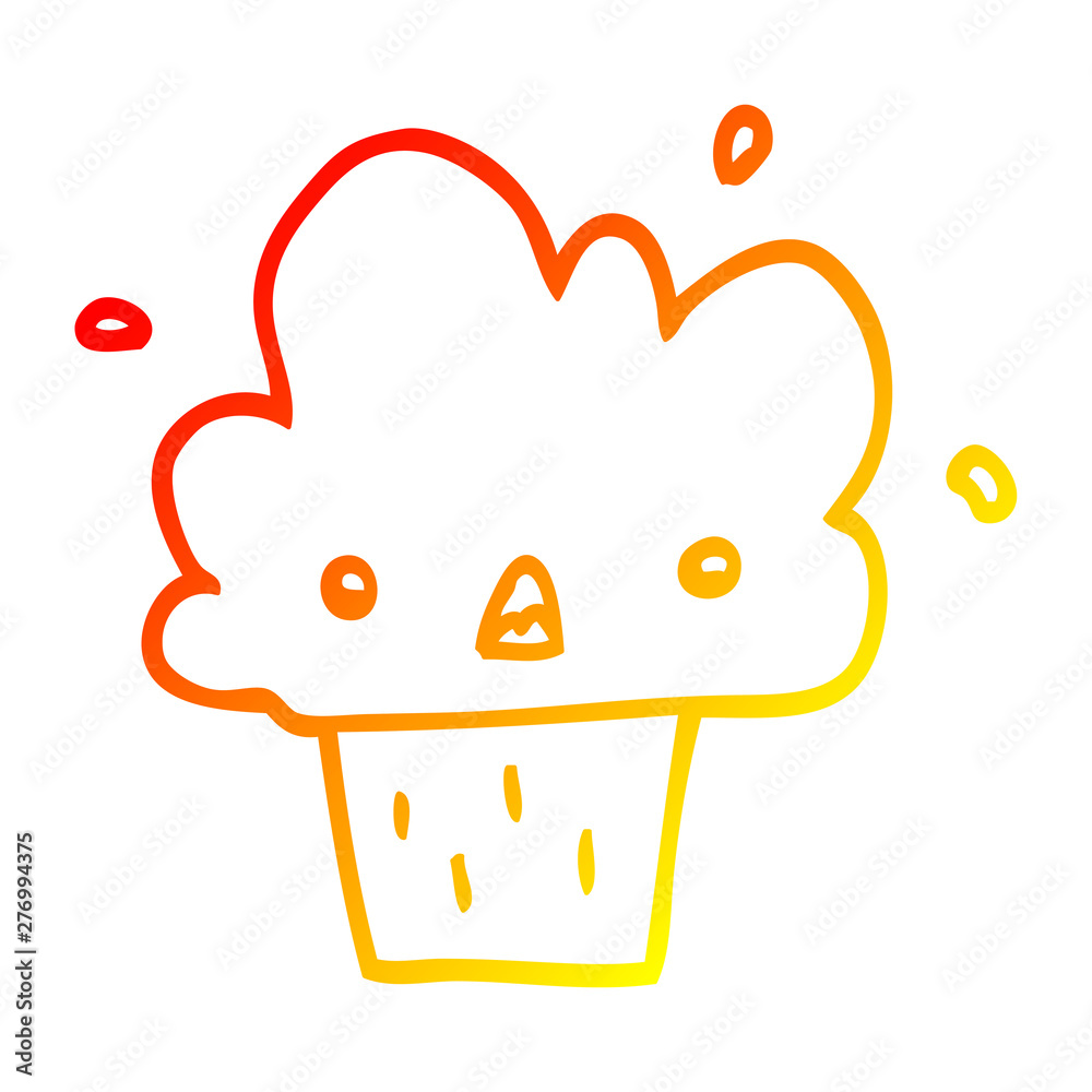 warm gradient line drawing cartoon cupcake warm gradient line drawing cartoon cupcake