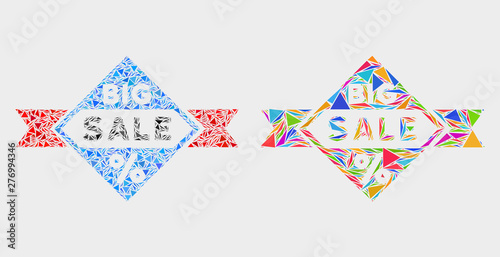 Big sale collage icon of triangle items which have various sizes and shapes and colors. Geometric abstract vector illustration of big sale.