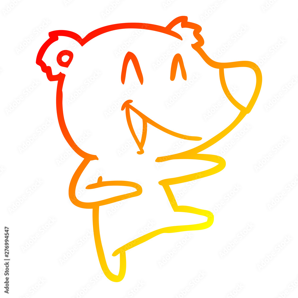 Fototapeta premium warm gradient line drawing laughing bear cartoon