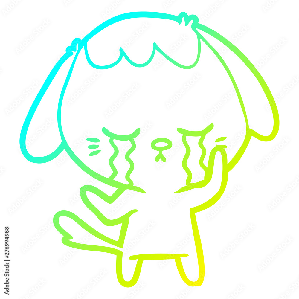 cold gradient line drawing cute puppy crying cartoon cold gradient line drawing cute puppy crying cartoon