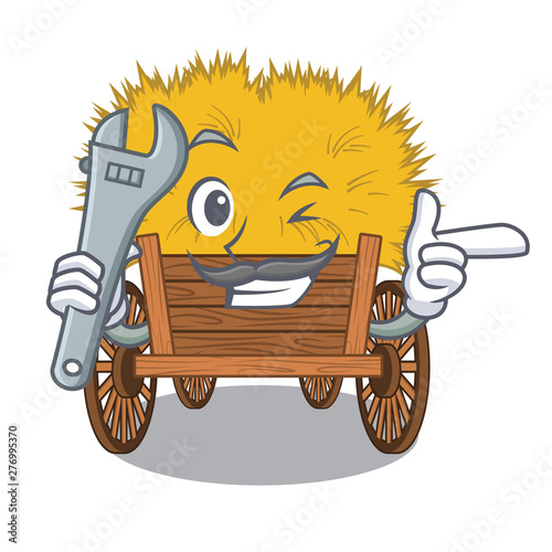 Mechanic miniature haydire above cartoon wood table