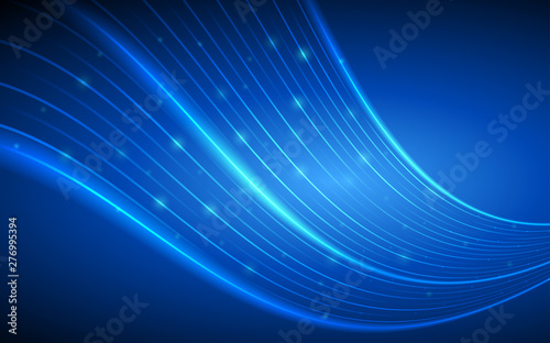 abstract technology curve lines pattern and glowing glitter on dark blue color background