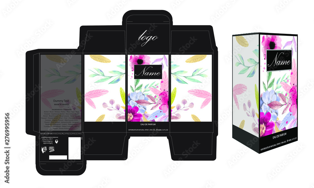 Packaging design, perfume luxury box design template and mockup box. Illustration vector. Packaging design, perfume luxury box design template and mockup box. Illustration vector.