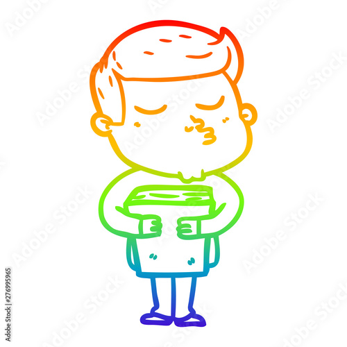 rainbow gradient line drawing cartoon model guy pouting