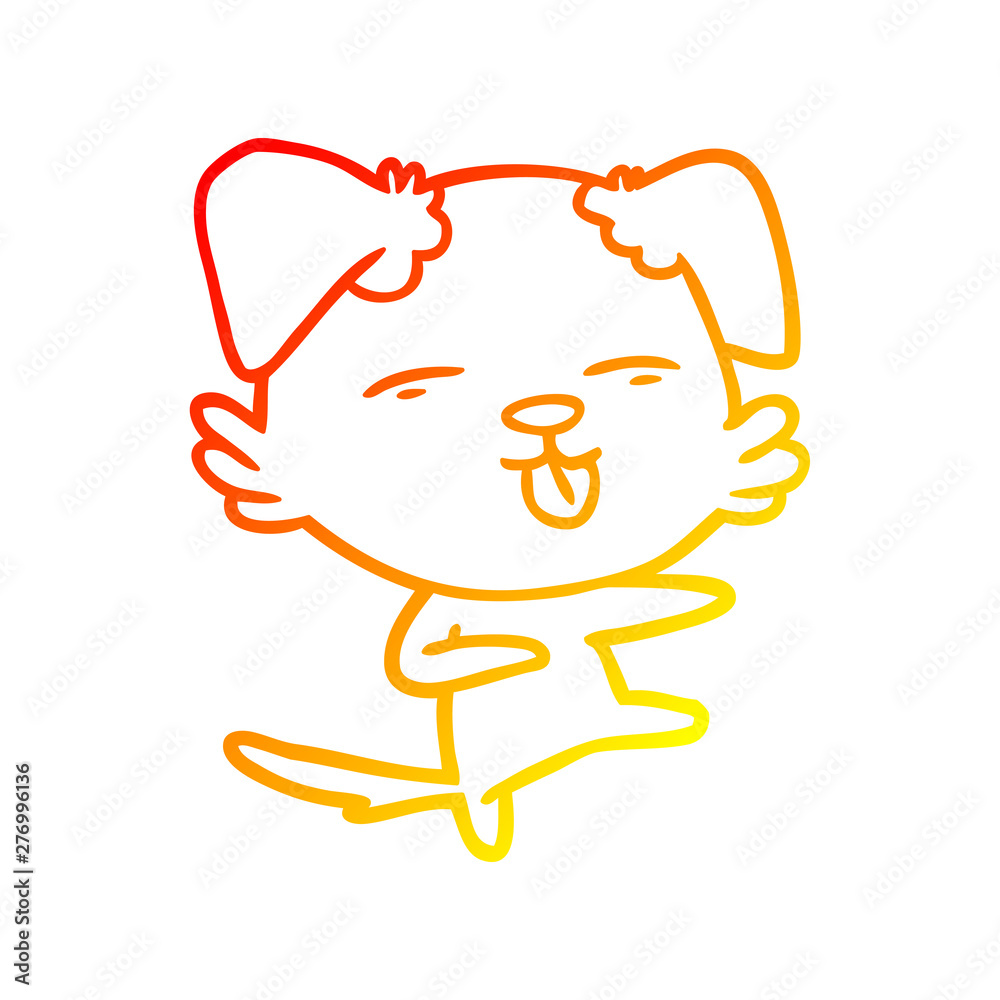 Obraz premium warm gradient line drawing cartoon dog dancing