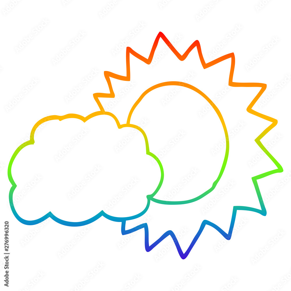 rainbow gradient line drawing cartoon weather