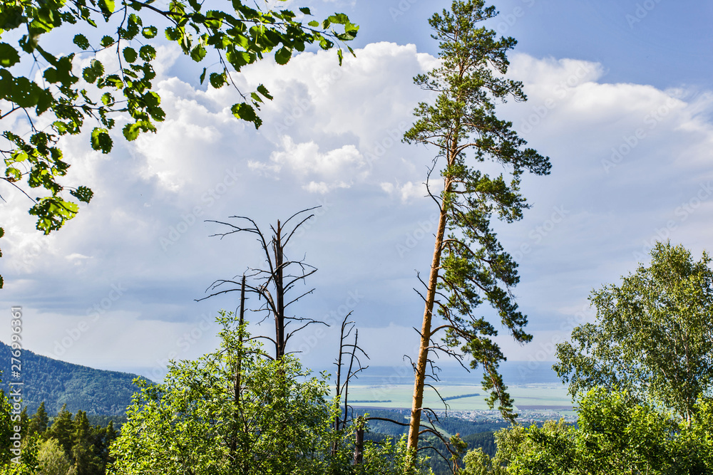 Obraz premium summer landscape with mountains and clouds