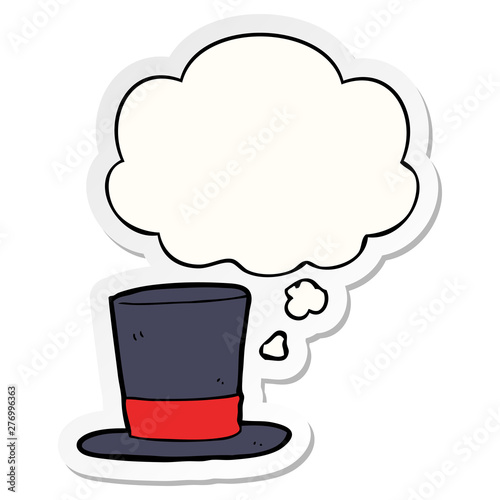 cartoon top hat and thought bubble as a printed sticker