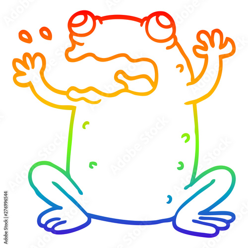 rainbow gradient line drawing cartoon burping toad