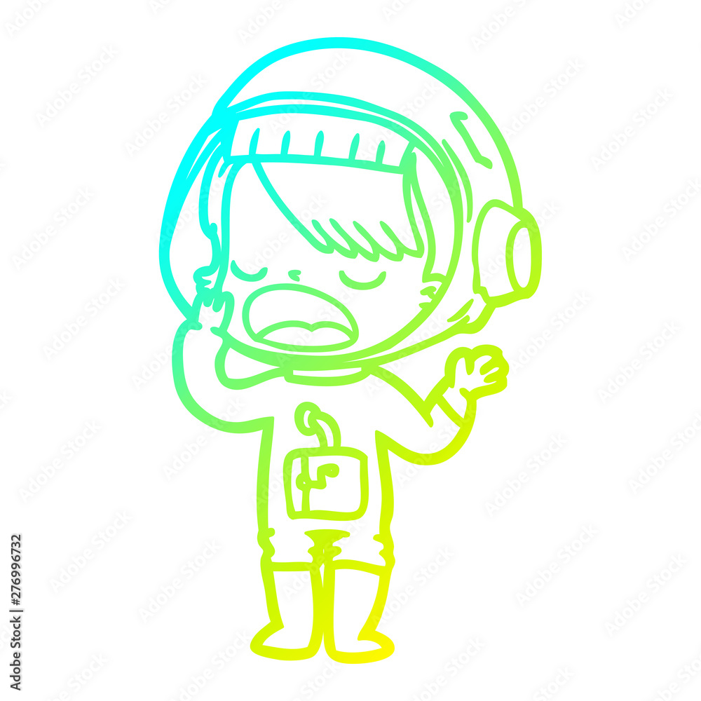 cold gradient line drawing cartoon astronaut girl yawning cold gradient line drawing cartoon astronaut girl yawning