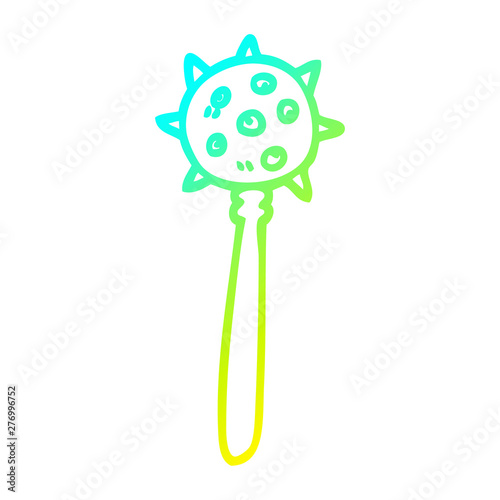 cold gradient line drawing cartoon medieval mace