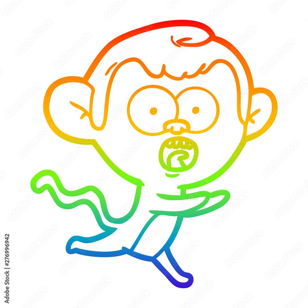 Obraz premium rainbow gradient line drawing cartoon shocked monkey