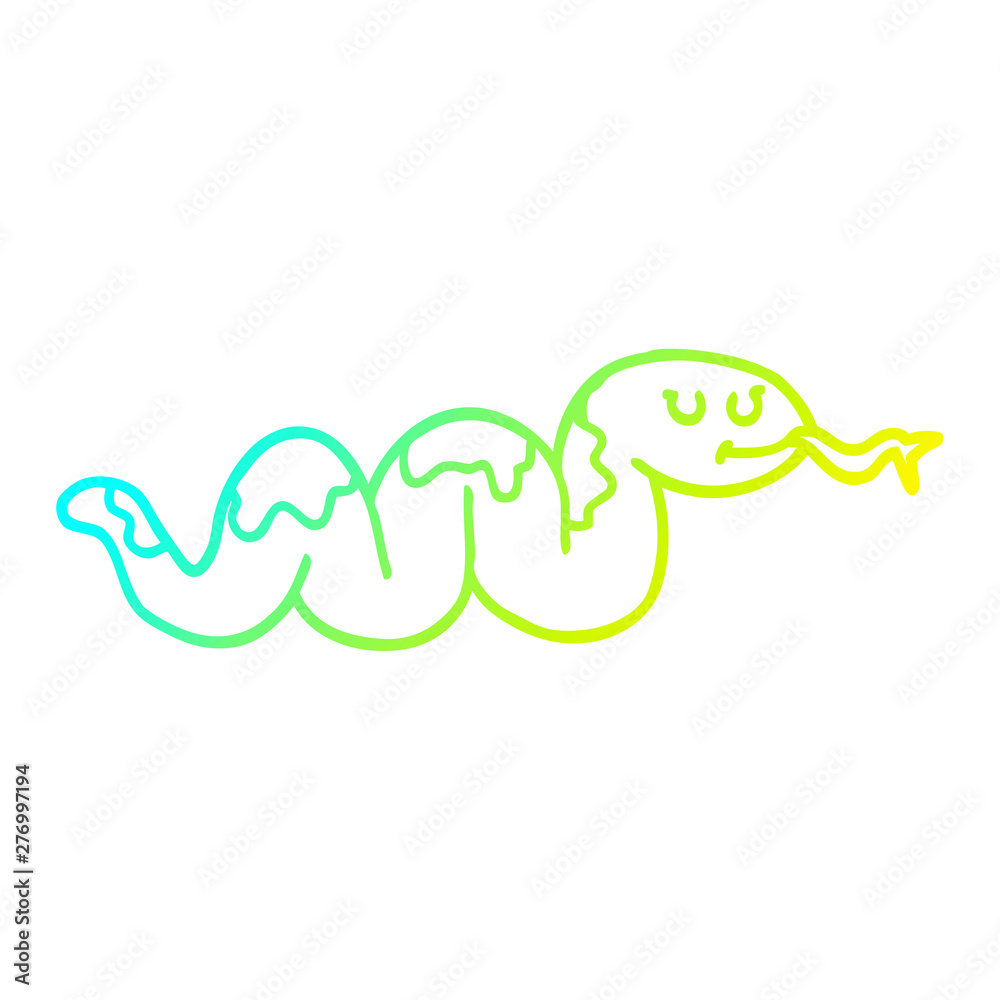 Obraz premium cold gradient line drawing cartoon snake