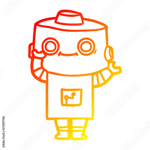 warm gradient line drawing cartoon robot