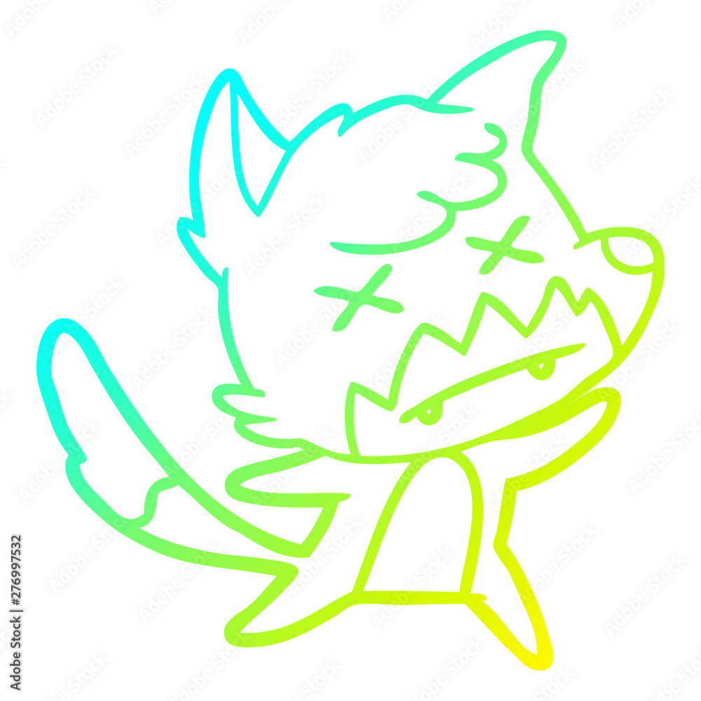 cold gradient line drawing cartoon dead fox