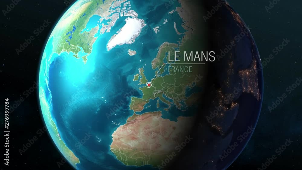  France - Le Mans - Zooming from space to earth