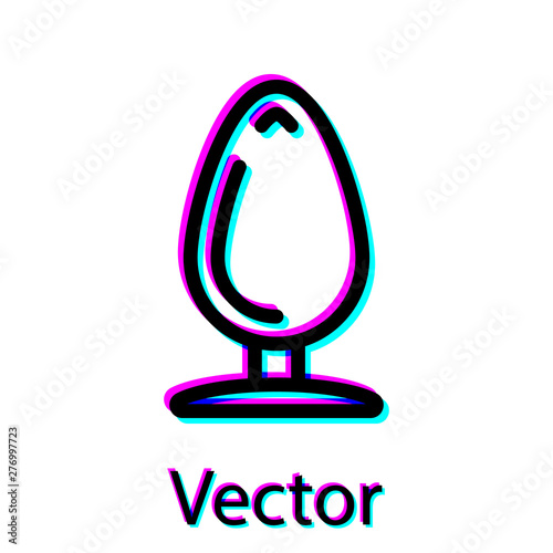 Black Anal plug icon isolated on white background. Butt plug sign. Fetish accessory. Sex toy for men and woman. Vector Illustration
