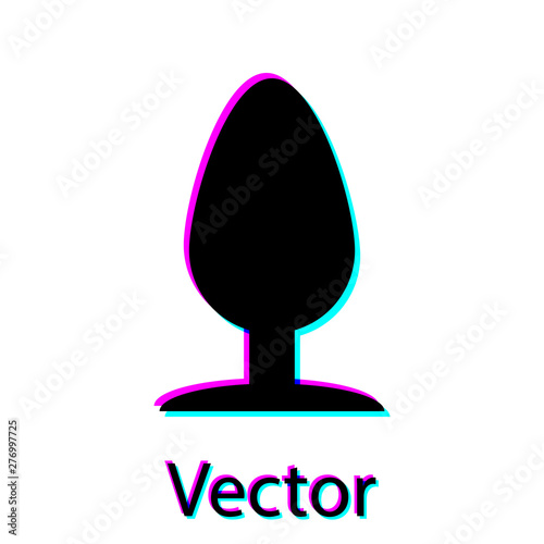 Black Anal plug icon isolated on white background. Butt plug sign. Fetish accessory. Sex toy for men and woman. Vector Illustration