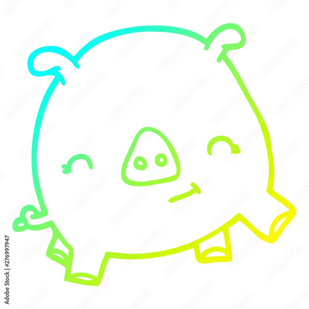 cold gradient line drawing cartoon happy pig cold gradient line drawing cartoon happy pig