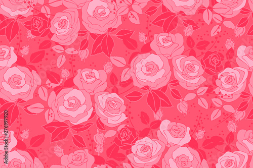 Art floral vector seamless pattern with rose.