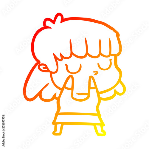 warm gradient line drawing cartoon indifferent woman