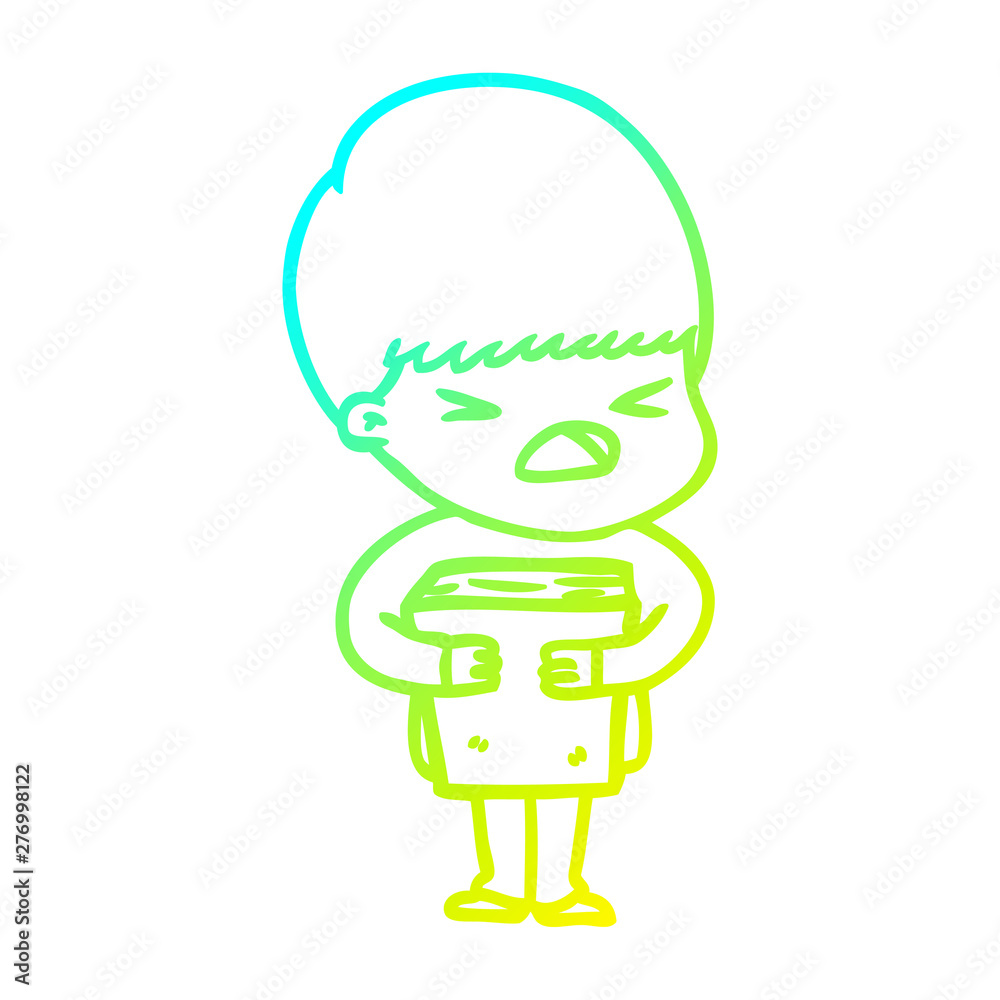 cold gradient line drawing cartoon stressed man cold gradient line drawing cartoon stressed man