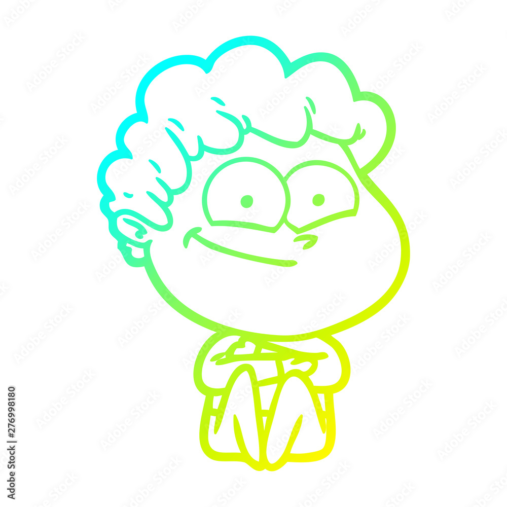 cold gradient line drawing cartoon happy man cold gradient line drawing cartoon happy man