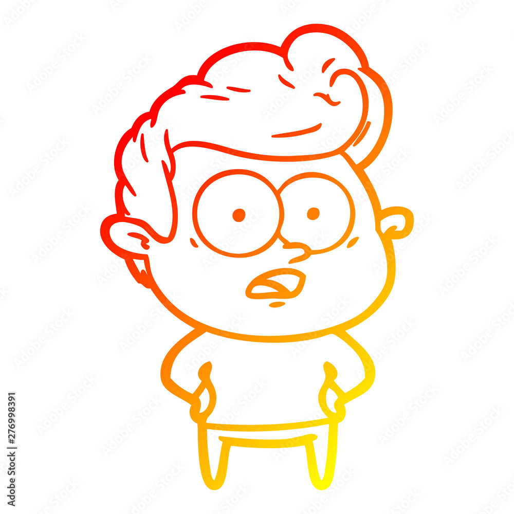 Fototapeta premium warm gradient line drawing cartoon staring man