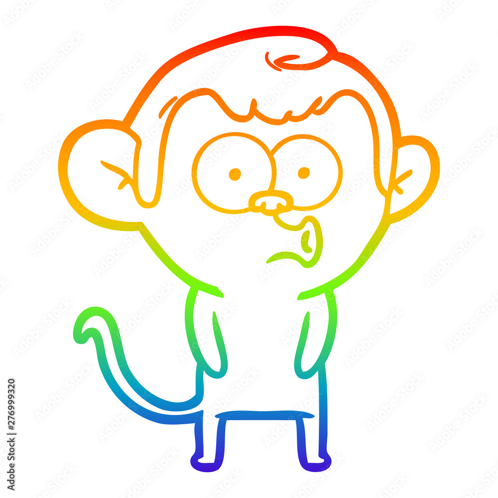 rainbow gradient line drawing cartoon hooting monkey rainbow gradient line drawing cartoon hooting monkey