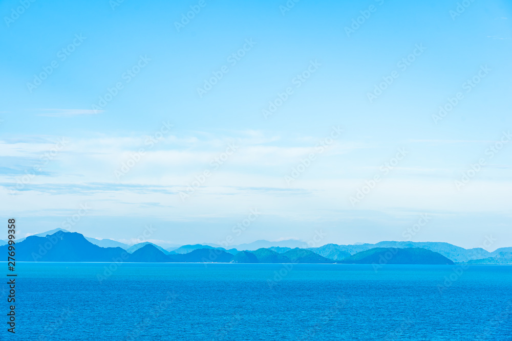 Beautiful outdoor sea ocean with white cloud blue sky around with small island around Samui island