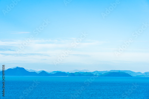 Beautiful outdoor sea ocean with white cloud blue sky around with small island around Samui island