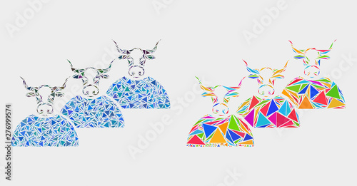 Livestock herd collage icon of triangle elements which have different sizes and shapes and colors. Geometric abstract vector illustration of livestock herd.