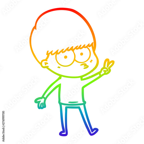 rainbow gradient line drawing nervous cartoon boy