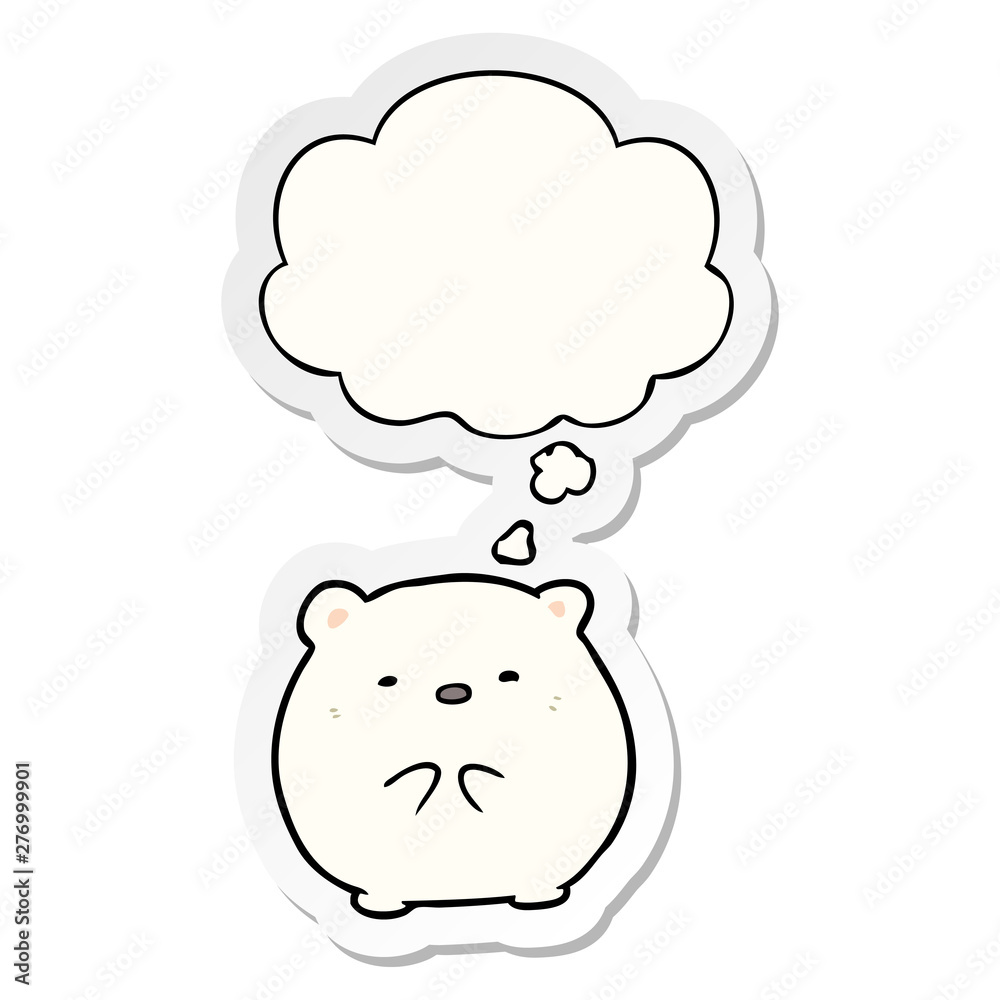 cartoon polar bear and thought bubble as a printed sticker cartoon polar bear and thought bubble as a printed sticker