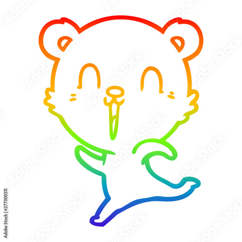 rainbow gradient line drawing happy cartoon polar bear