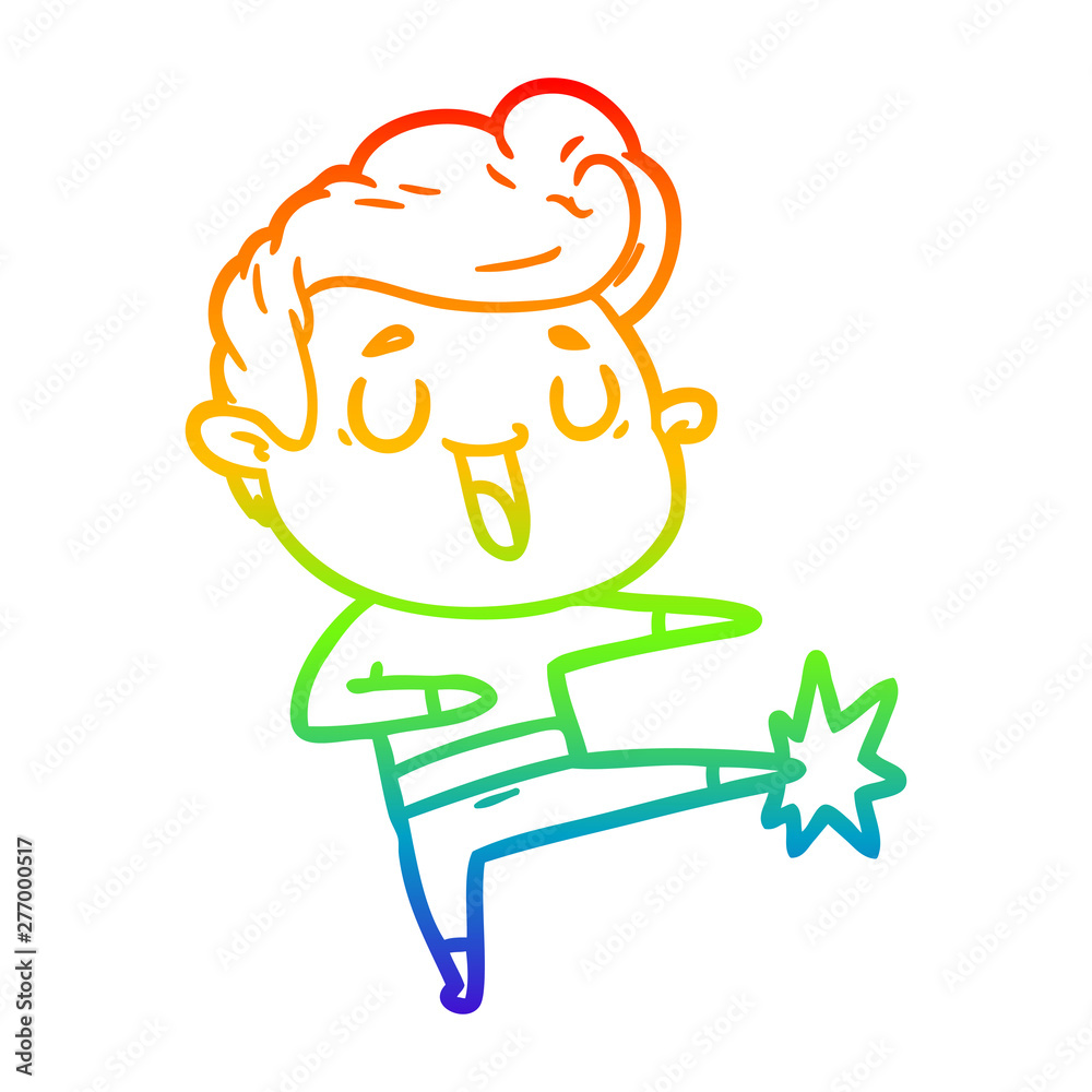 rainbow gradient line drawing happy cartoon man rainbow gradient line drawing happy cartoon man