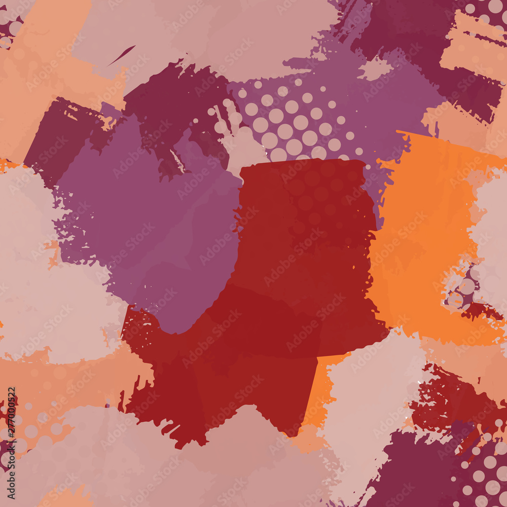 Seamless abstract grunge texture. Repetitive pattern for printing on fabric, wrapping paper. Chaotic background of spots brown, orange, purple. Seamless abstract grunge texture. Repetitive pattern for printing on fabric, wrapping paper. Chaotic background of spots brown, orange, purple.