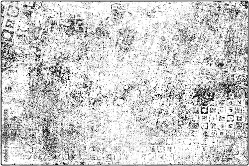 Grunge background black and white. Vector texture of scratches, chips, cracks. Monochrome gloomy pattern of the old surface.