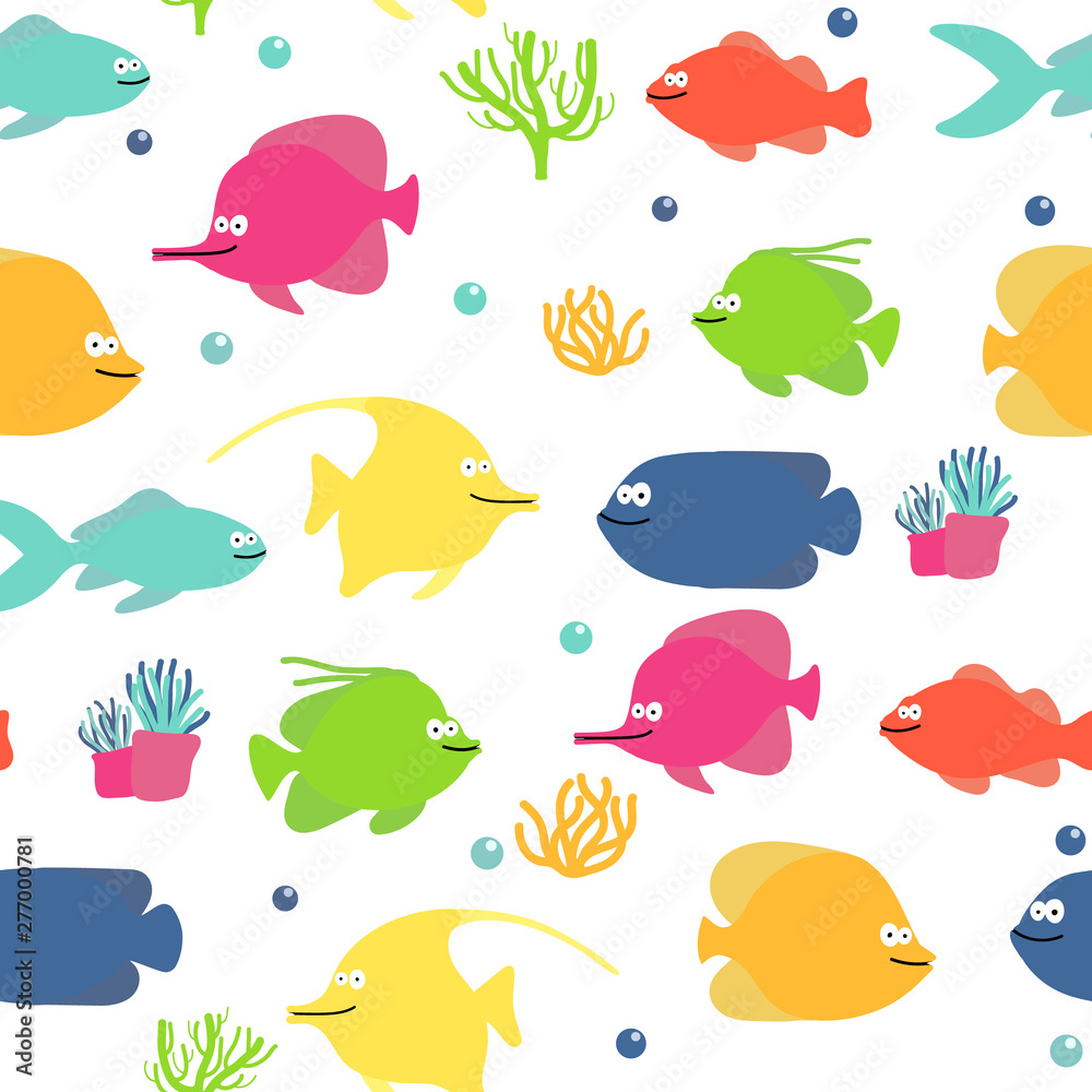 simple fish pattern for your design. children drawing cute animals