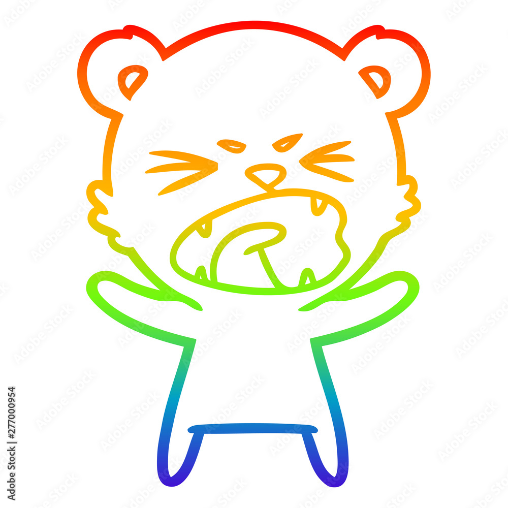 rainbow gradient line drawing angry cartoon polar bear rainbow gradient line drawing angry cartoon polar bear